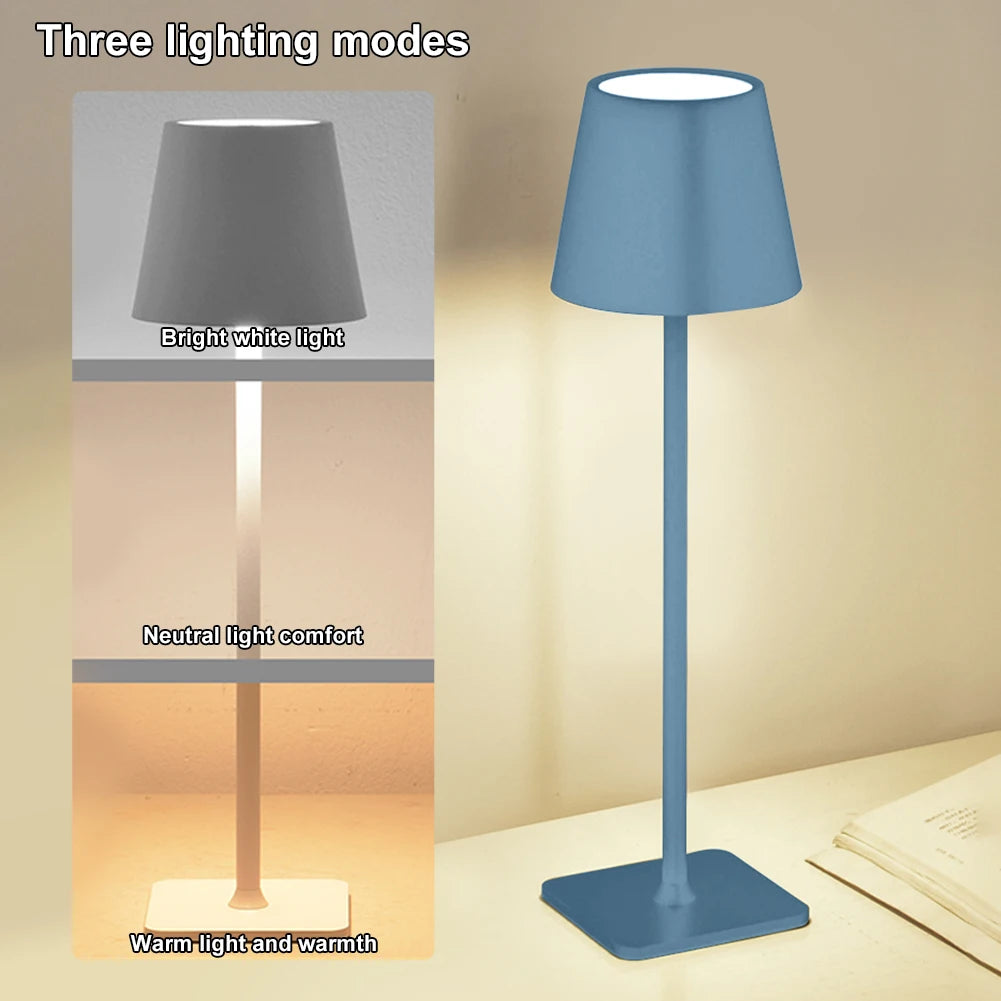 Alloet Cordless Table Lamp USB Rechargeable Dimmable Ambience Three Color