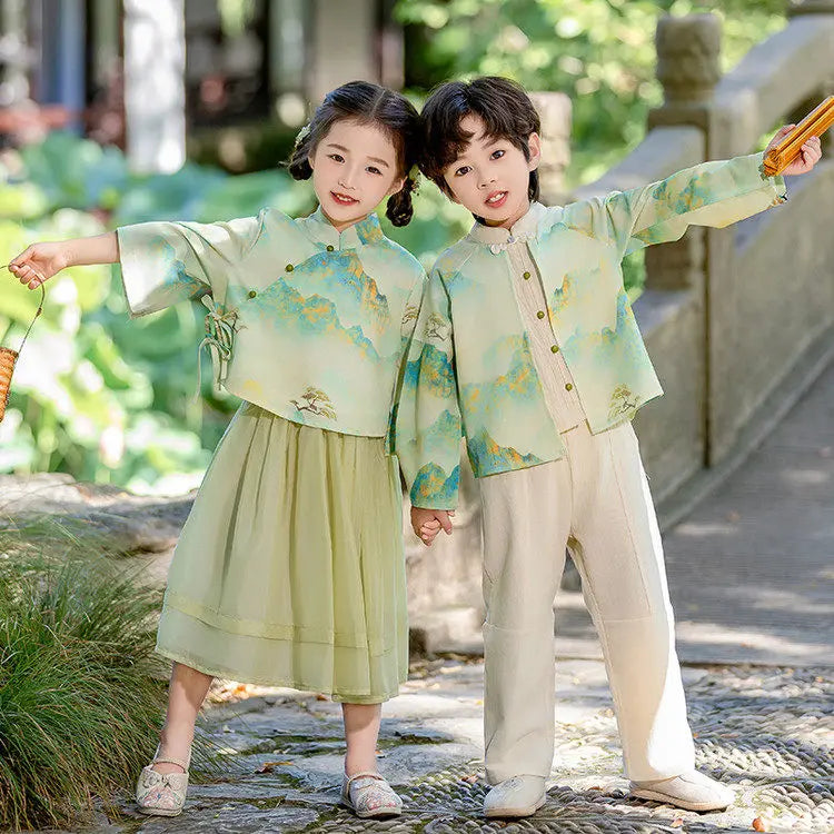 Chinese Hanfu Children Clothing Cosplay Performance Costume Kids Clothes Ethnic Style Children's Sets Girl Suit Two Piece Boy
