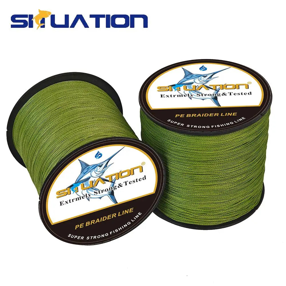 SIIUATION Ultra-Strong PE Braided Fishing Line, 300m/328YDS - 4-Strand Multi-Wire, Wear-Resistant, Smooth Long Casting up to 100