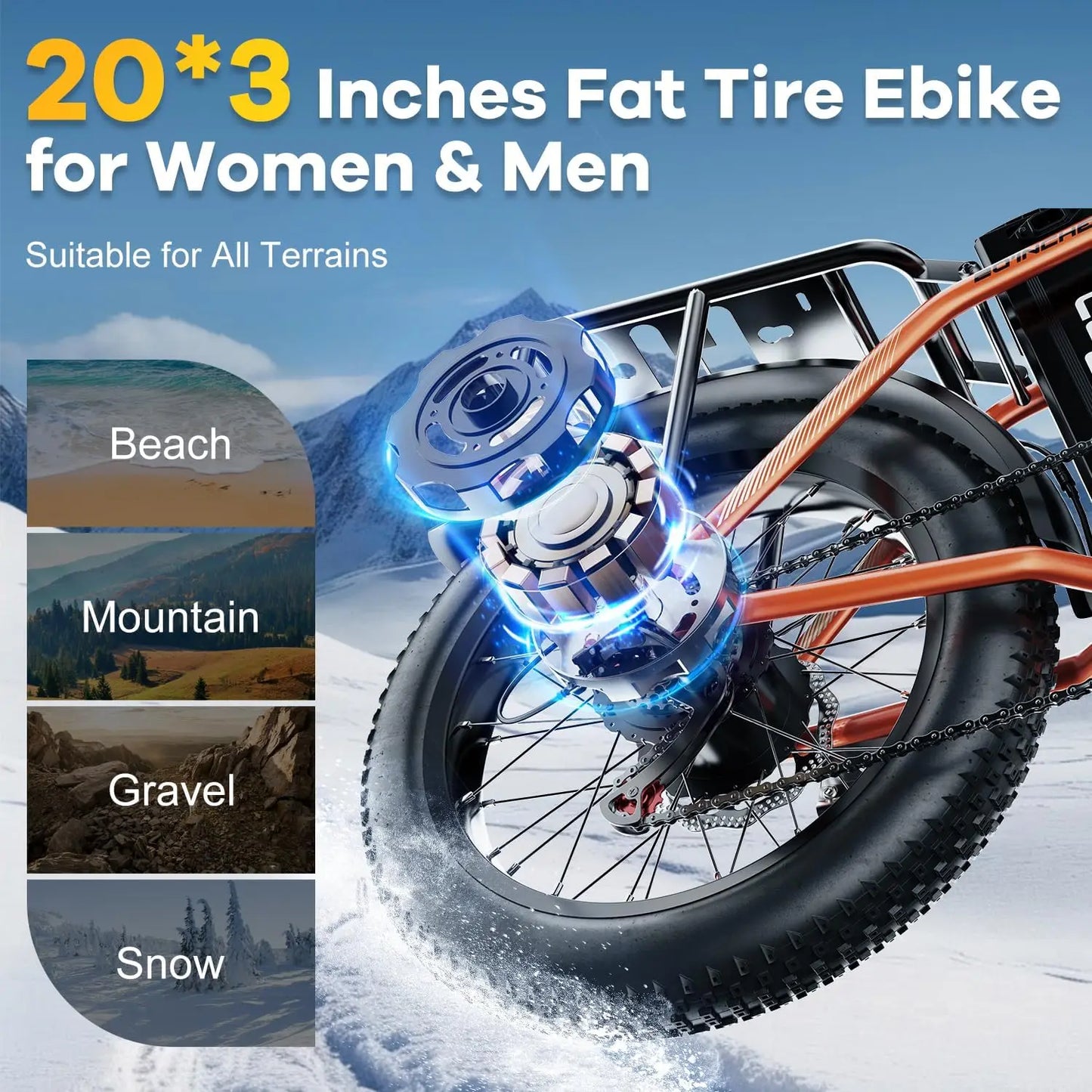 Cybervelo 1000W Electric Bike for Adults 48V 20.8Ah Large Removable Battery Foldable 20 Inch Fat Tire Urban Commuting Mars700