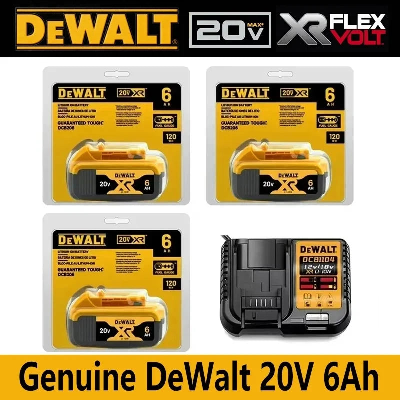 100% Original DeWalt 20V 6.0Ah Battery Power Tool Replacement for DeWalt DCB184 DCB181 DCB182 DCB200 6.0Ah 18Volt 20v Battery.
