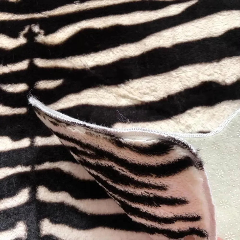 Muzzi Zebra Printed Carpet Pv Velvet Imitation Leather Rugs Animal Skins Natural Shape Carpets Decoration Faux Fur Mats130x180