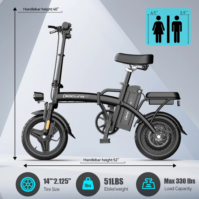 Compact Foldable Electric Bike For Adults Featuring Rear Disc Brake