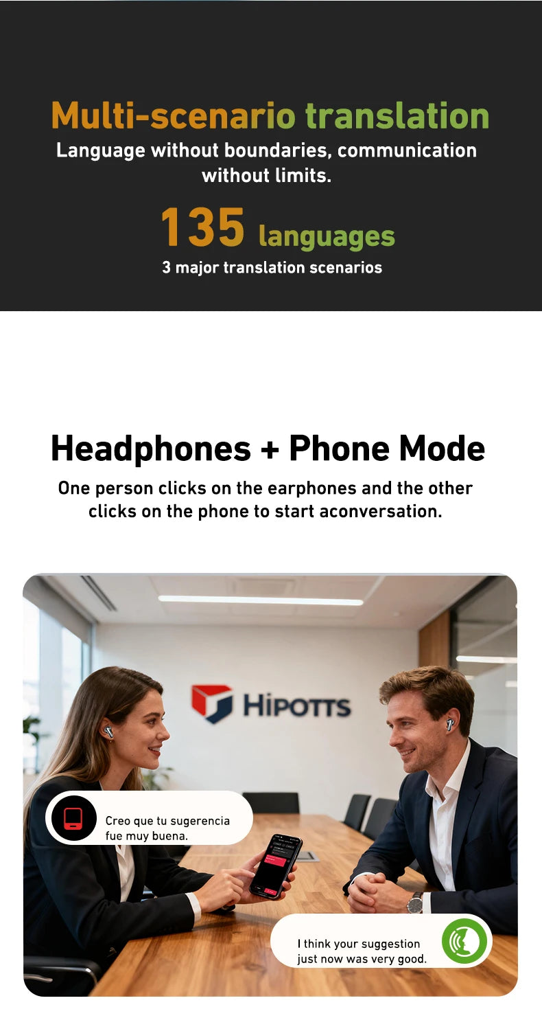 Sliding Cover Bluetooth Headphones Wireless Earbuds 30Hrs Playback Earphones AI Translation Headset Clear Sound Noise Cancelling