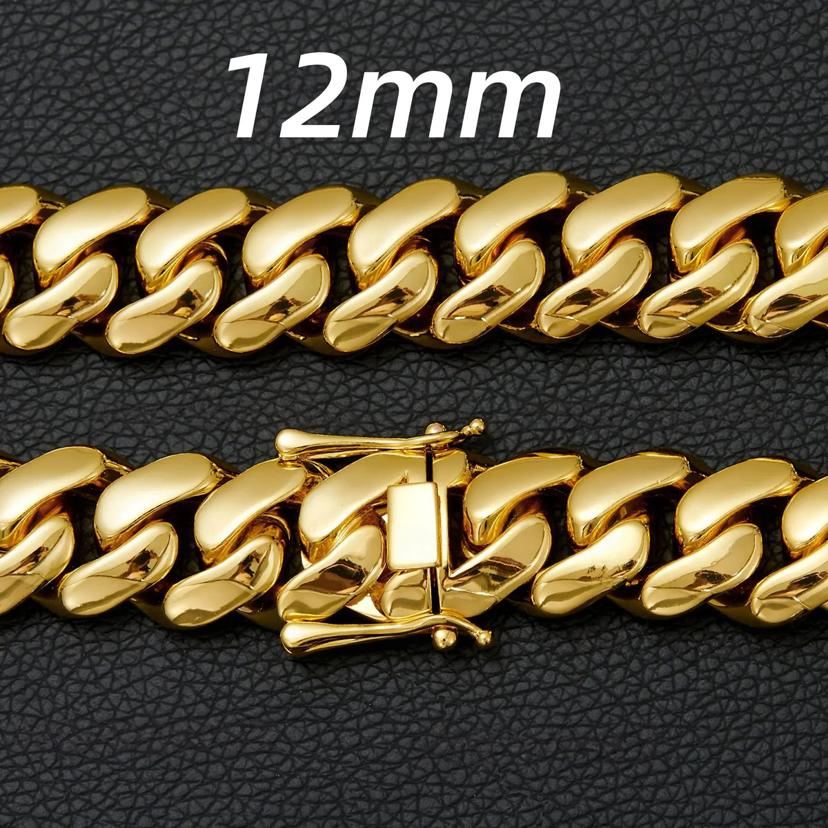 12mm Hip Hop Bling Gold Color Stainless Steel Dense Cuban Miami Link Chain Necklaces for Men Rapper Jewelry Drop Shipping