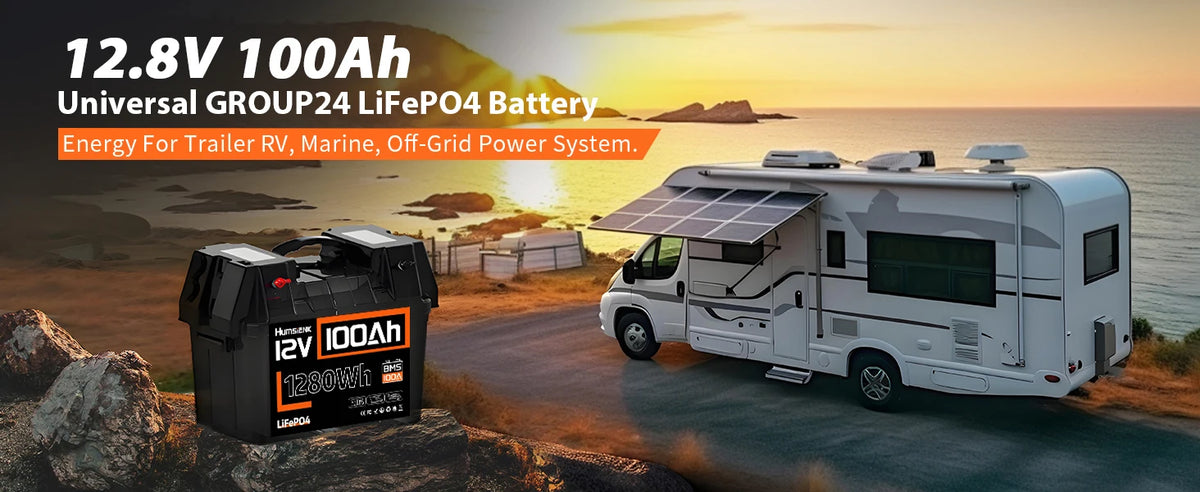 Humsienk LiFePO4 Lithium Battery 12V 100AH BMS 100A 1280Wh For RV/Vans/Trolling Motor/Off-grid/Camping/2-Year Warranty/UL 1973