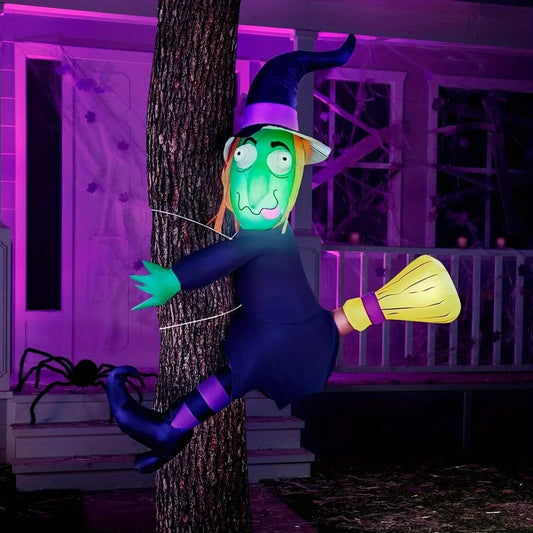4FT Halloween Witch Inflatable Witch with Build-in LED Lights Outdoor Blow Up Decor for Yard Trees & Parties | Witch Decorations, Halloween Inflatables Outdoor, Blow Up Yard Decor