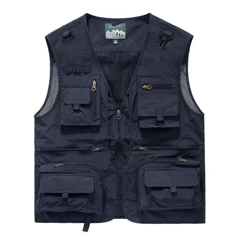 Multipocket Quick Dry Mesh Fishing Vests Men Outdoor Tactical Vest Hiking Hunting Casual Fisherman Vest Solid Sleeveless Coats