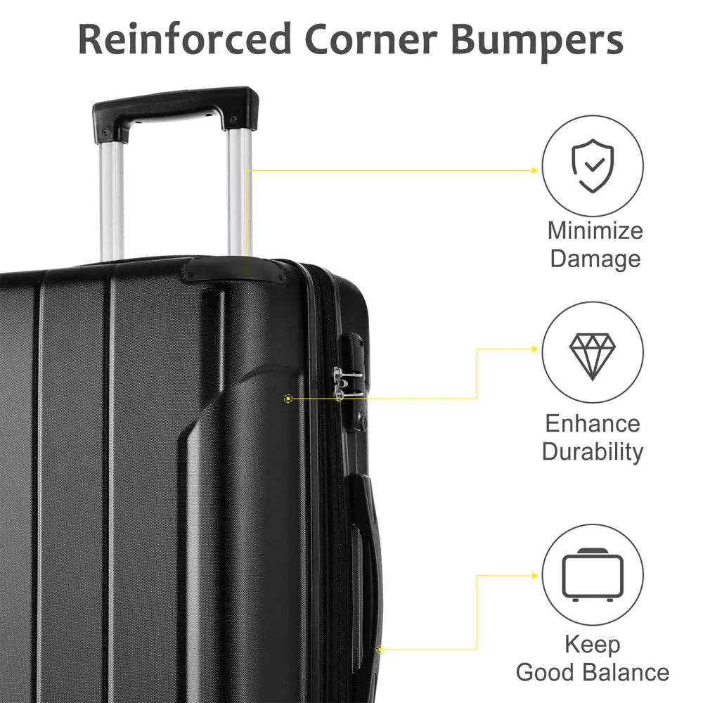 Luggage Set 3 Pcs Hardshell Suitcases, TSA Lock, Lightweight Travel Luggage 20" Carry on 24" 28" Checked for Family Trips
