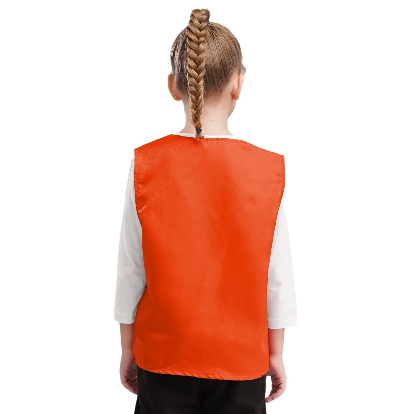 Kids Boys Girls Button Volunteer Vest Solid Color V Neck Sleeveless Waistcoat Volunteers School Camp Activities Uniform