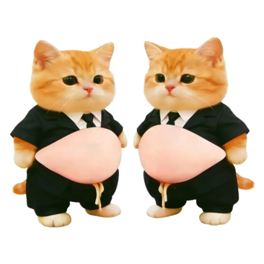 3D Kawaii Cat Belly Sticker Cute Kitten Silicone Self-Adhesive with Orange Outfit Pink Background for Phone Decor