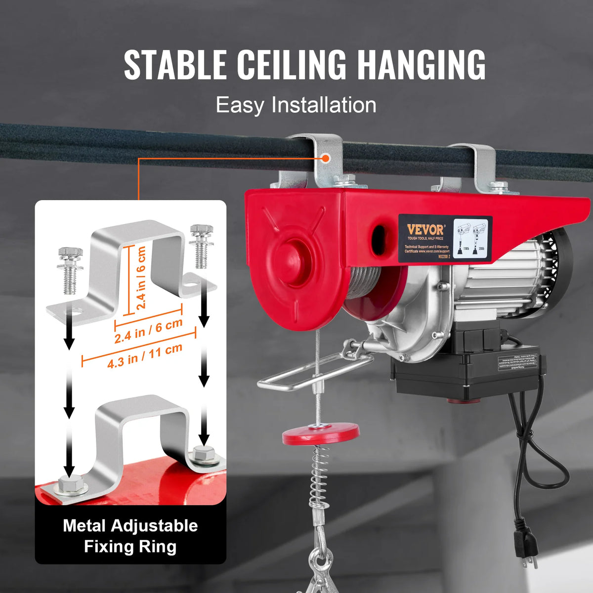 SucceBuy 400-1000kg Electric Hoist Lifting Crane Cable Hoist Winch for Boat Car Garage Elevator with Wired Remote Control Lifter
