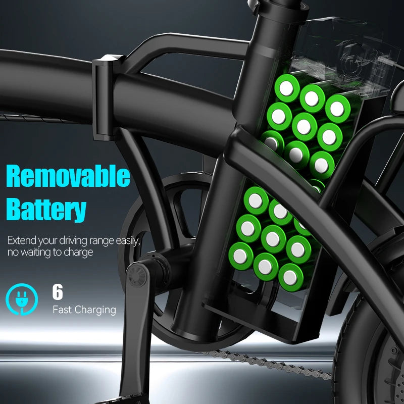 Compact Foldable Electric Bike For Adults Featuring Rear Disc Brake