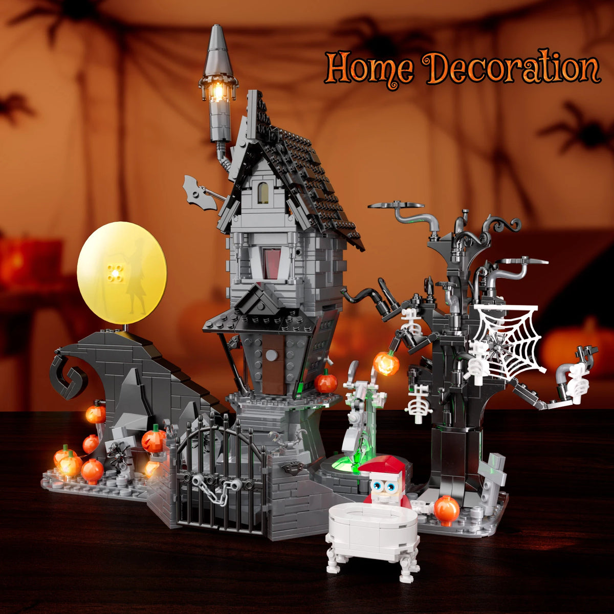 BuildMoc Halloween Nightmare House Building Blocks Set Pumpkin Ghost Skeleton Hut Bricks Toys Children Christmas Birthday Gifts
