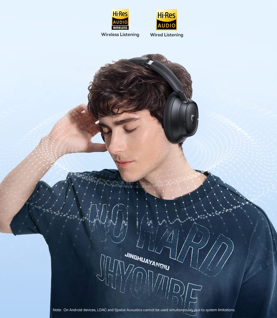 Baseus ANC Wireless Headphones 98% Adaptive Hybrid Noise Cancelling Headsets Hi-Res LDAC Headphone Bluetooth 6.0