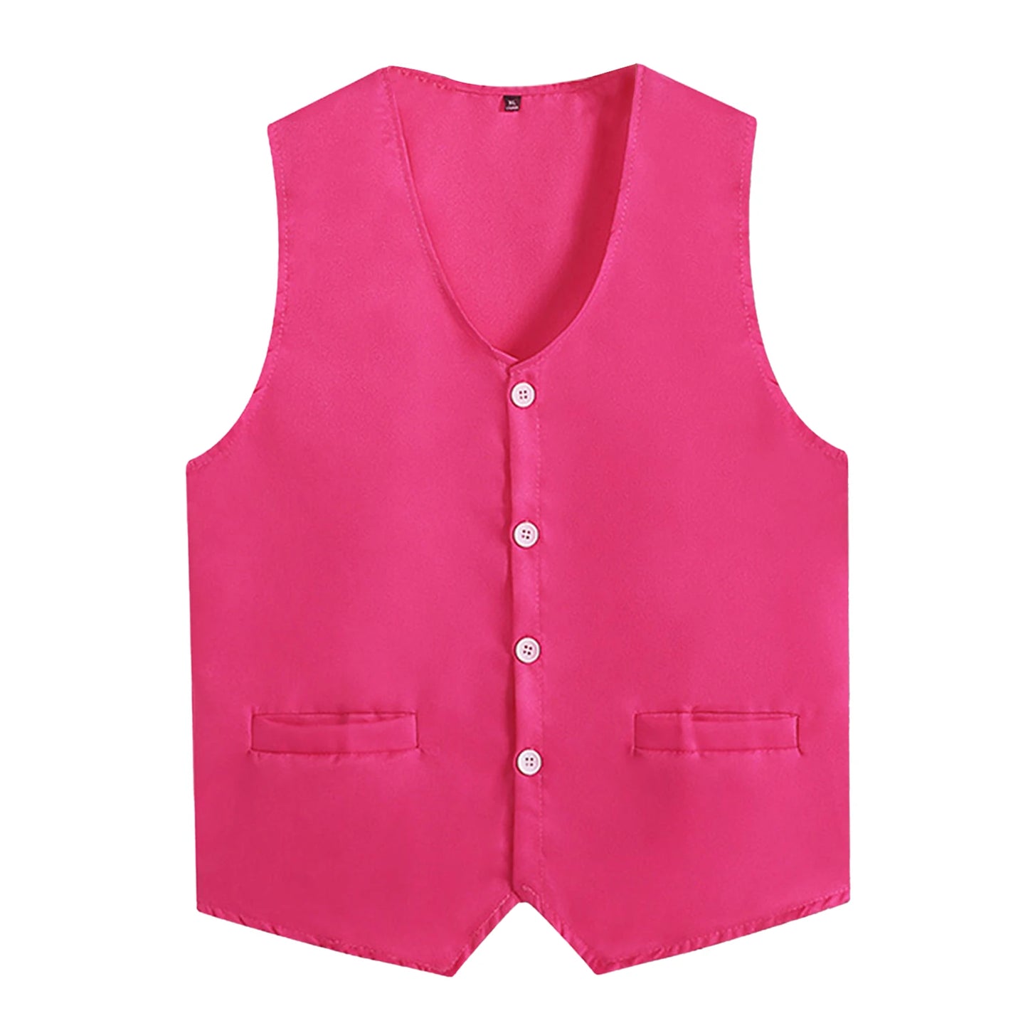 Kids Boys Girls Button Volunteer Vest Solid Color V Neck Sleeveless Waistcoat Volunteers School Camp Activities Uniform