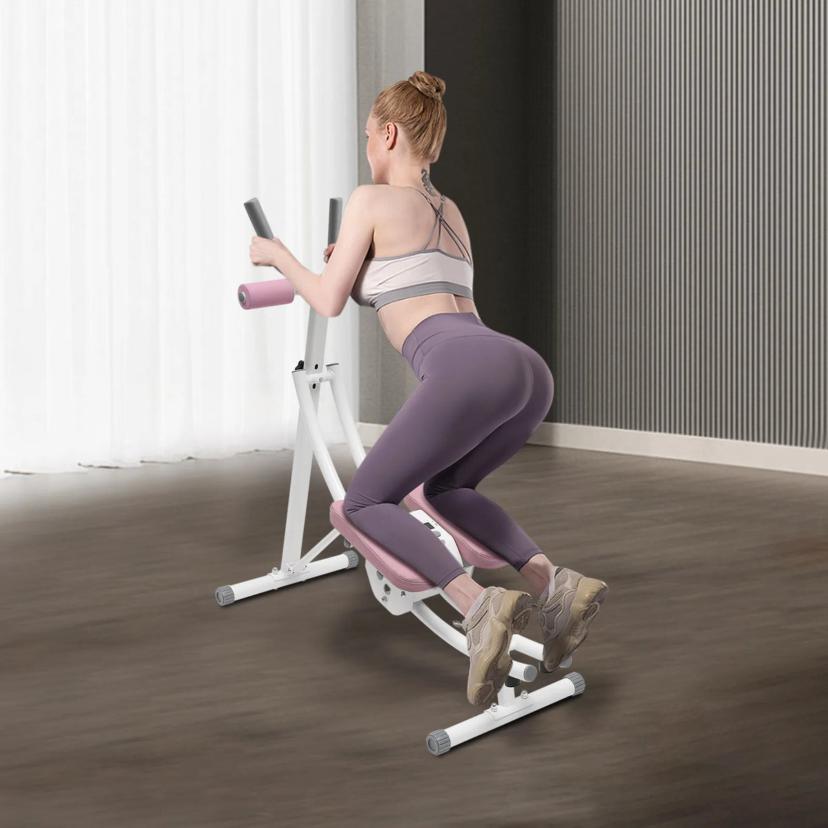 Foldable Ab Machine With LED Display Core Workout Waist Cruncher