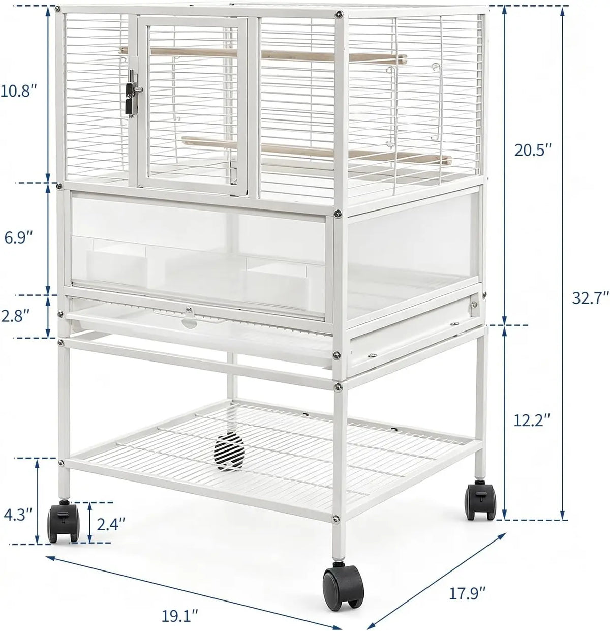 Garvee 3 IN 1 Large Wrought Iron Bird Cage Luxury Pet Villa  for Parrot Canary Budgie Pigeon Breeding with Wheels Bird Carrier for Parakeets, Canaries, Lovebirds, Small Quaker, Cockatiels, Budgie