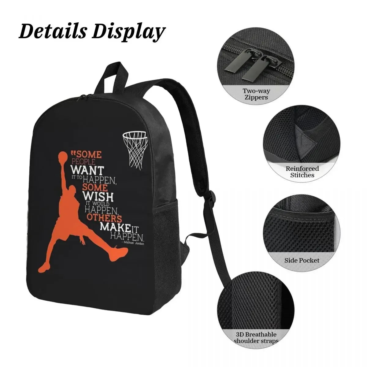 Basketball Dream Art Backpack Boys Girls BookBag School Bag Shoulder Bags 3ps Insulated Lunch Bag Pencil Case