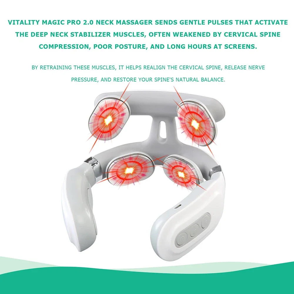 Portable 4 Heads Vibration Back Massager USB Rechargeable Electric Massage Instrument for Back Waist Muscle Relax Home Office Relaxation Tool