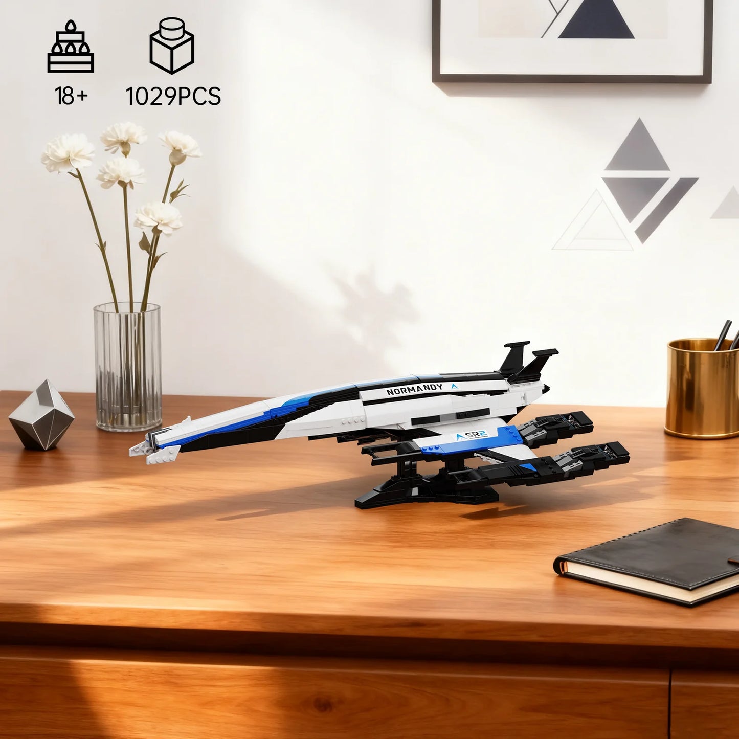 Normandy SR-2 Spaceship Building Blocks Set with Display Stand,Brithday Gifts for Fans Adults