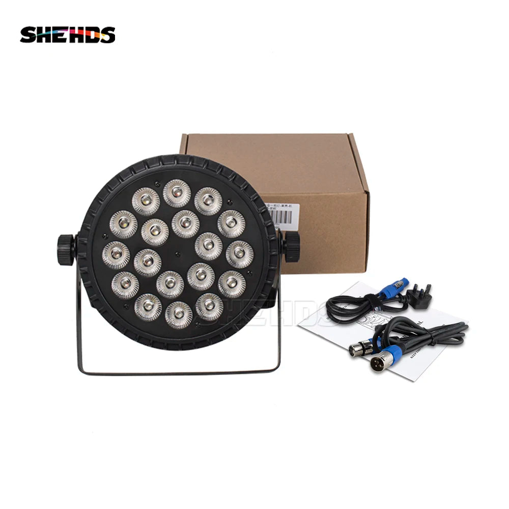 SHEHDS 4PCS Aluminum Alloy LED Flat Par 18x12W RGBW/18x18W RGBWA+UV LED Lighting DMX512 Disco Christmas Lights DJ Audience