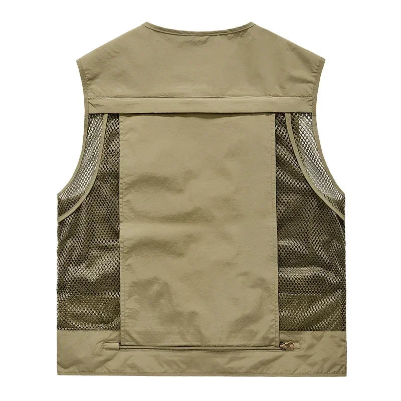 Multipocket Quick Dry Mesh Fishing Vests Men Outdoor Tactical Vest Hiking Hunting Casual Fisherman Vest Solid Sleeveless Coats