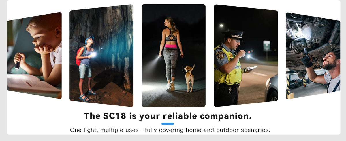 Sofirn SC18 1800lm EDC Flashlight USB C Rechargeable SST40 LED 18650 Torch TIR Optics Lens Lantern with Power Indicator