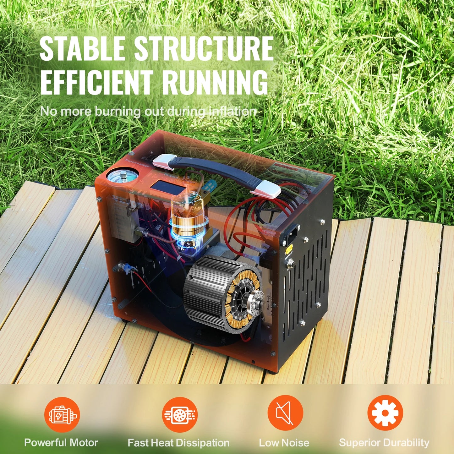 SucceBuy PCP Air Compressor, 4500PSI/30Mpa Portable PCP Airgun Compressor with Built-in Power Converter