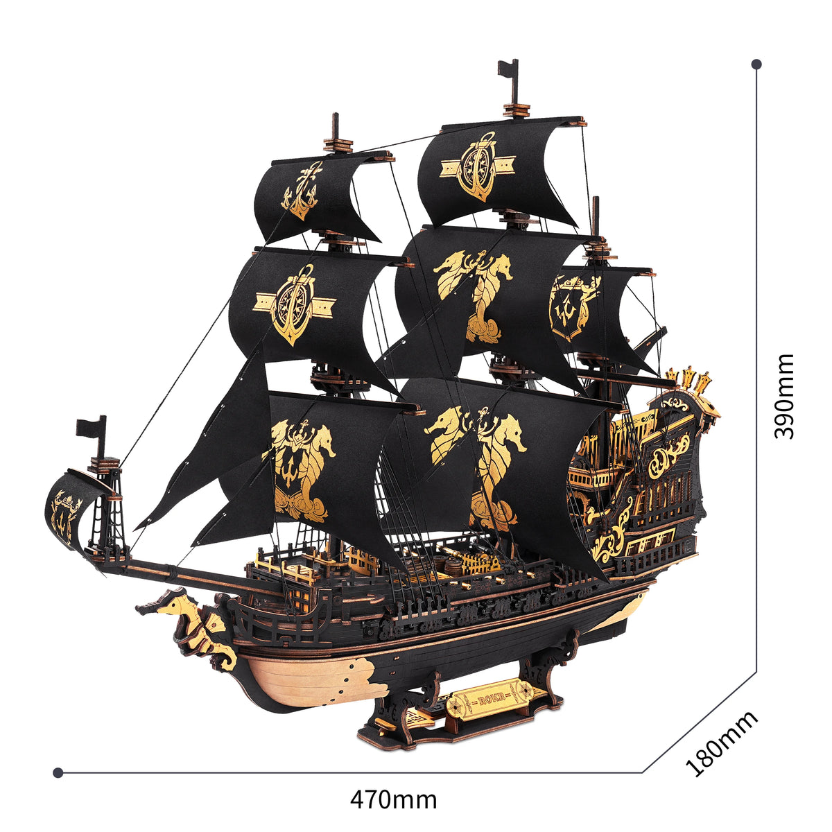 Robotime Rokr 3D Puzzle Wooden Seahouse Barque Model Kits Build Home Desk Decoration Gift For Teens and Adults