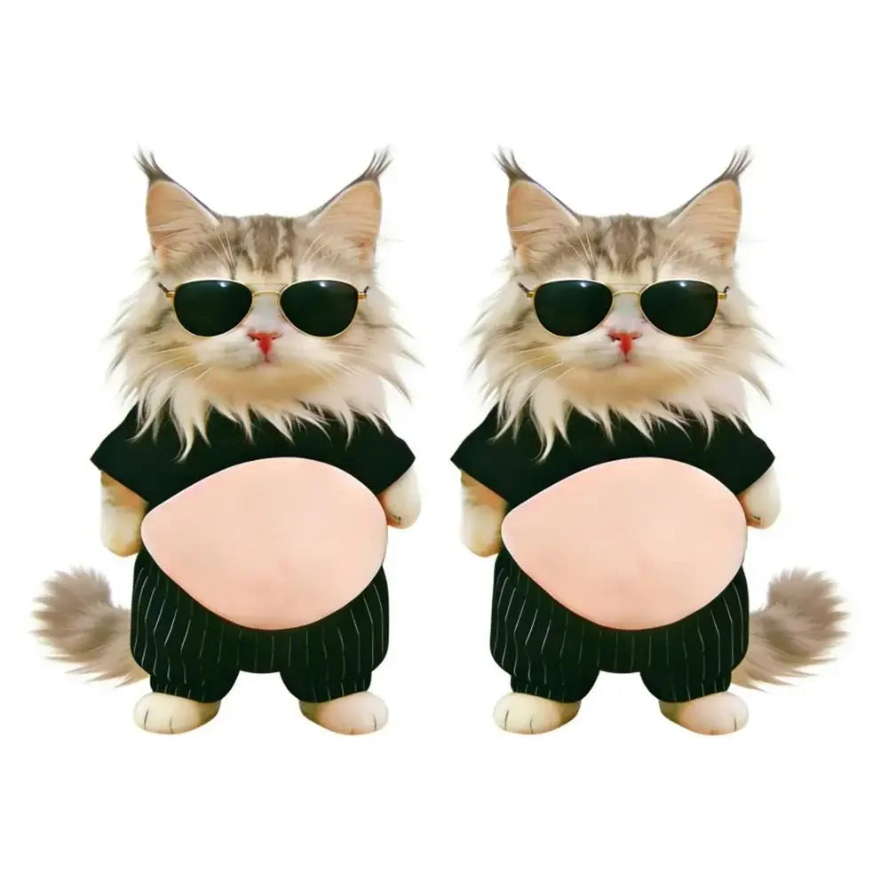 3D Kawaii Cat Belly Sticker Cute Kitten Silicone Self-Adhesive with Orange Outfit Pink Background for Phone Decor