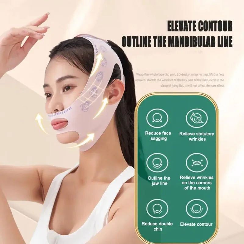 Reusable Adjustable Elastic Night Facial Wrap Breathable Comfort Face Care Band Household Auxiliary Beauty Accessory For Sleeping