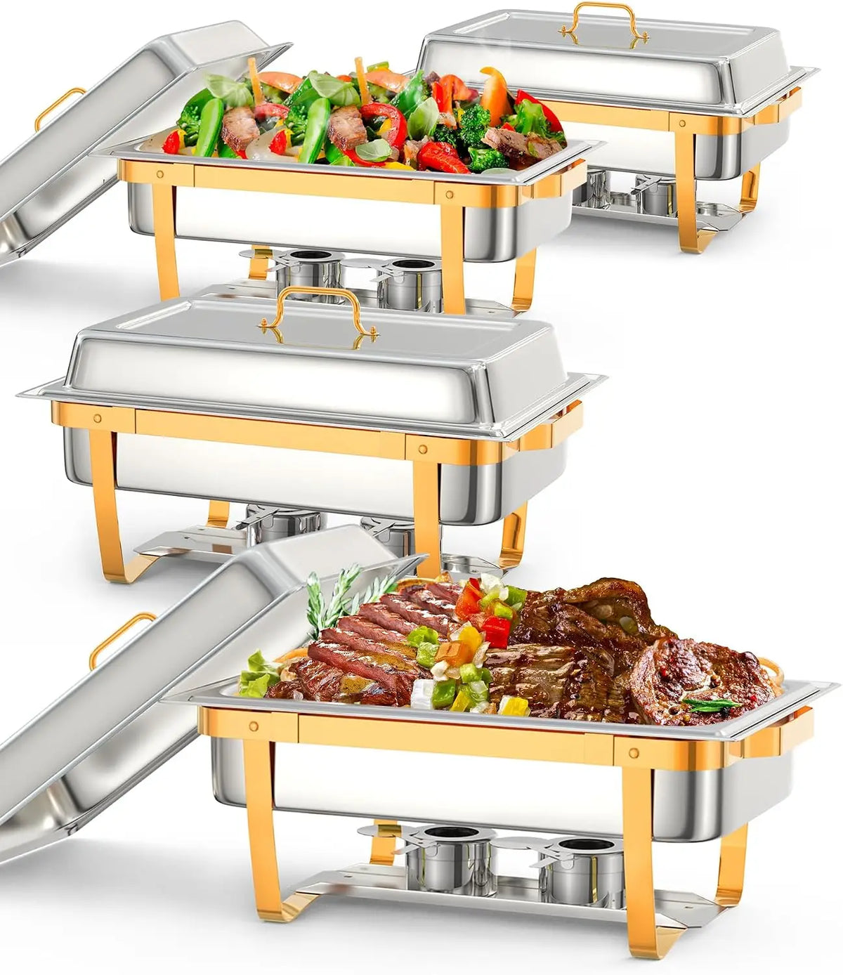 Tacleekii 2 4 6 Pack Chafing Dishes Buffet Set 8QT Rectangle Catering Food Warmers Complete Set Stainless Steel Buffet Servers and Warmers with Lid Complete Set for Parties Banquets Weddings