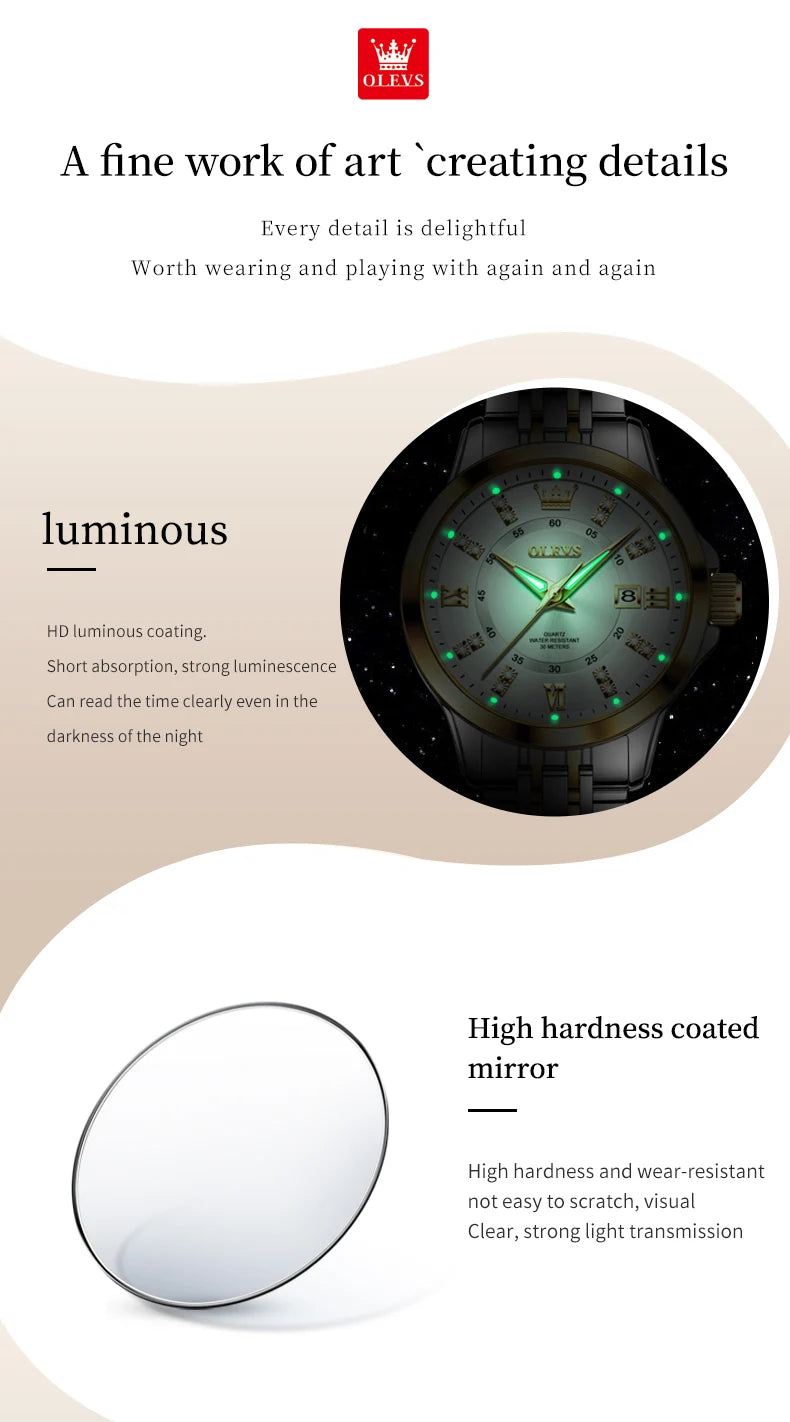 OLEVS 3620 Women Watch Luxury Brand Diamond Quartz Watch Fashion Automatic Calendar Waterproof Women Watch Bracelet Set Reloj
