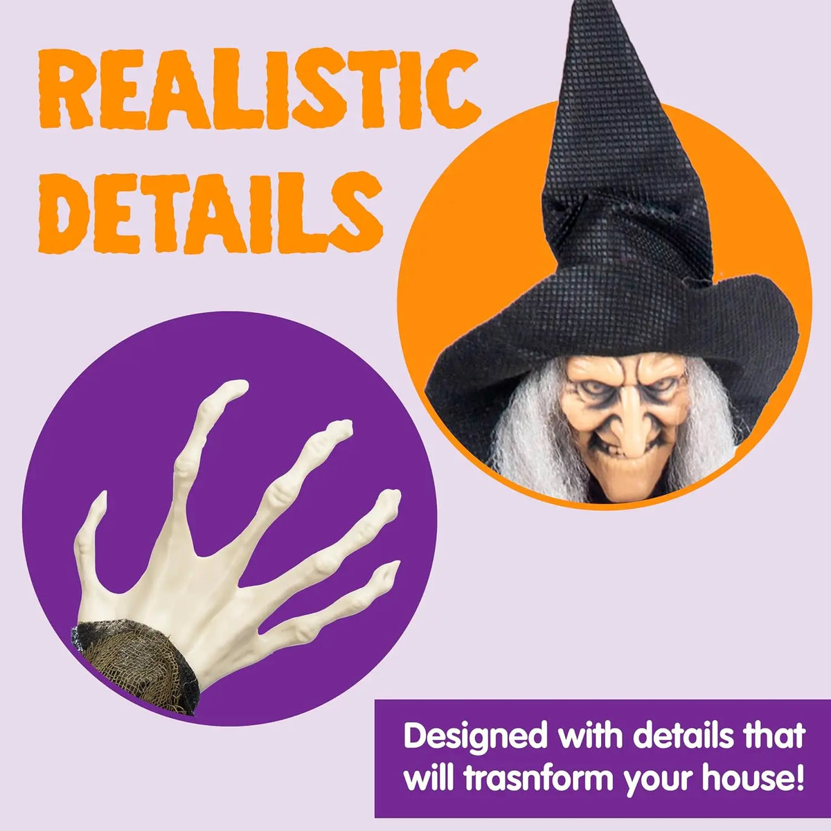 4 Pcs Hanging Witch Halloween Decorations Outdoor Indoor Flying Haunted House Scary Decor for Lawn Garden Yard