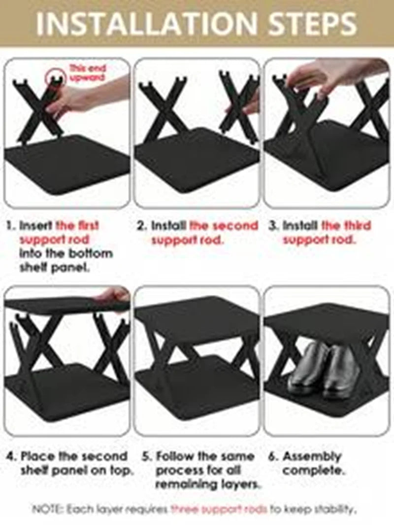 Multi-tier Vertical Shoes Storage Rack 6-9 Layers X-shaped Detachable Plastic Shoe Organizer Lightweight Easy Disassembly Household Space Saving Shoe Shelf Stackable Design Footwear Storage Holder For Indoor Home Bedroom Entr