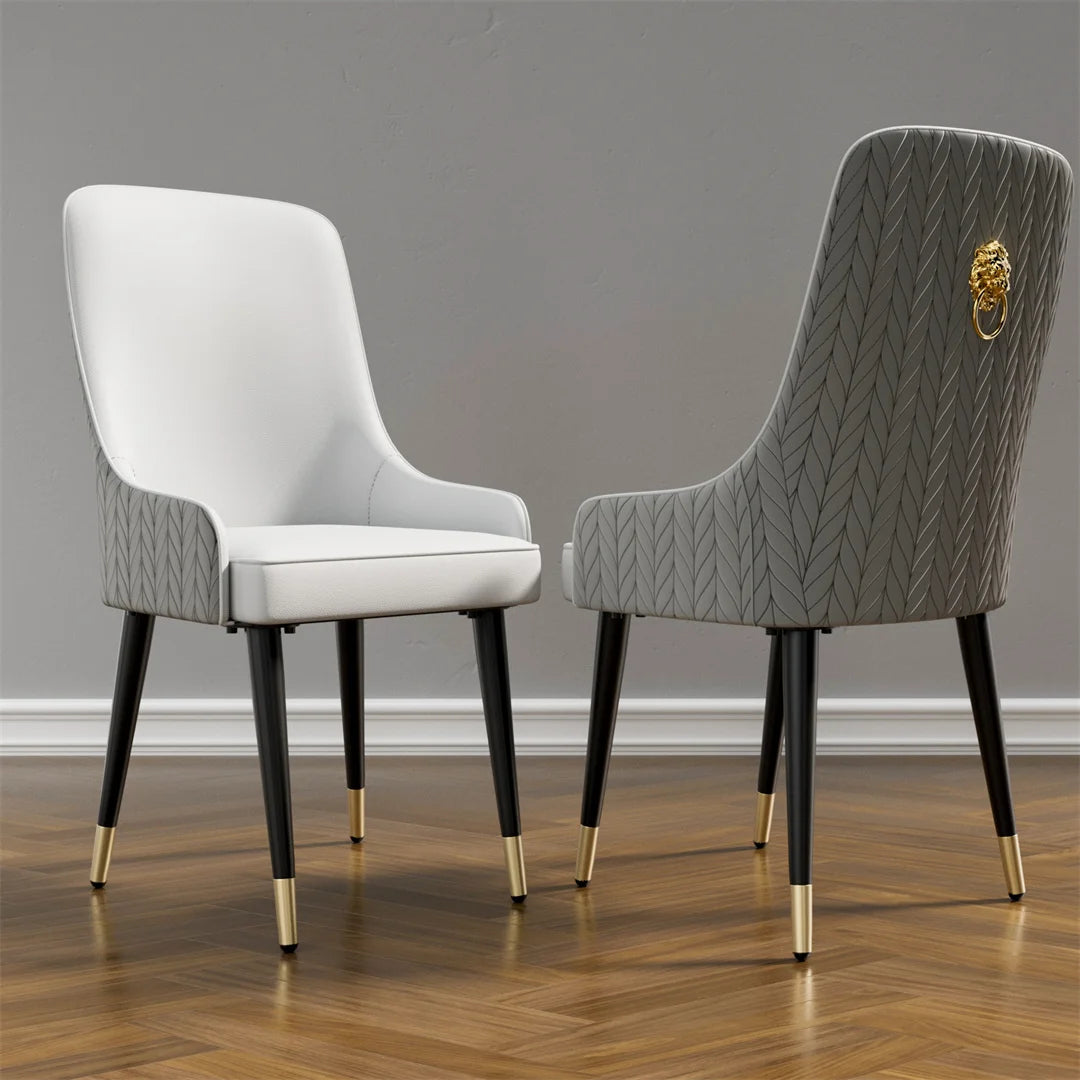 LUVODI Dining Chairs Set of 2 Luxury Microfiber Leather Leisure Chair with Lion Knocker Kitchen Table Chairs for Restaurant
