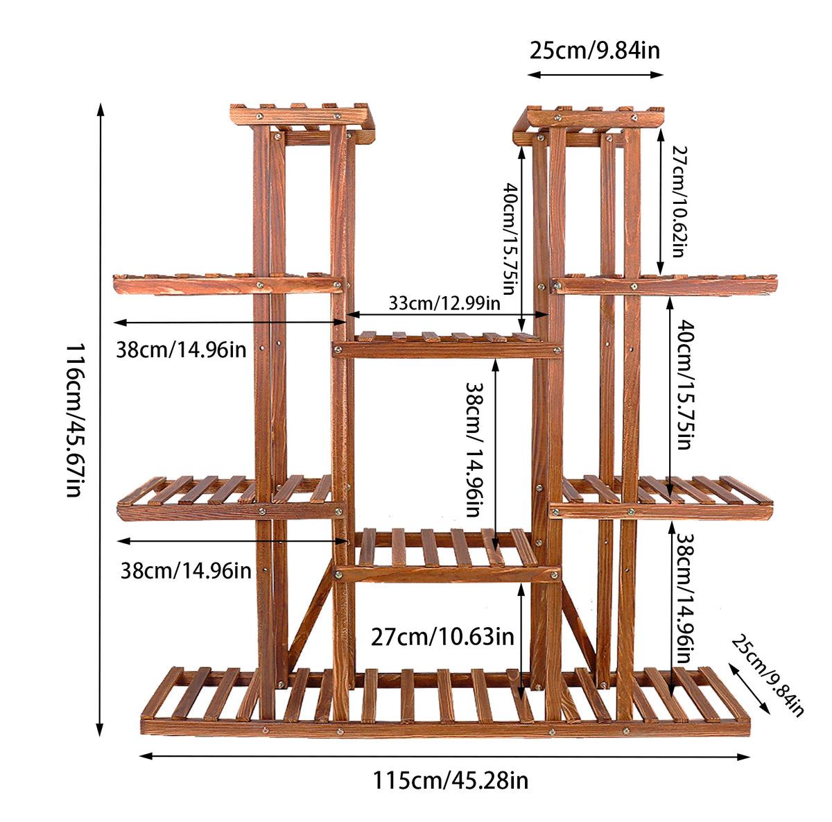 Wisfor Wooden Multi Tier Indoor Outdoor Plant Shelf