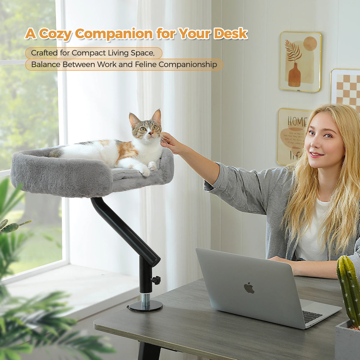 PAWZ Road Adjustable Cat Desk Bed With Plush Hammock