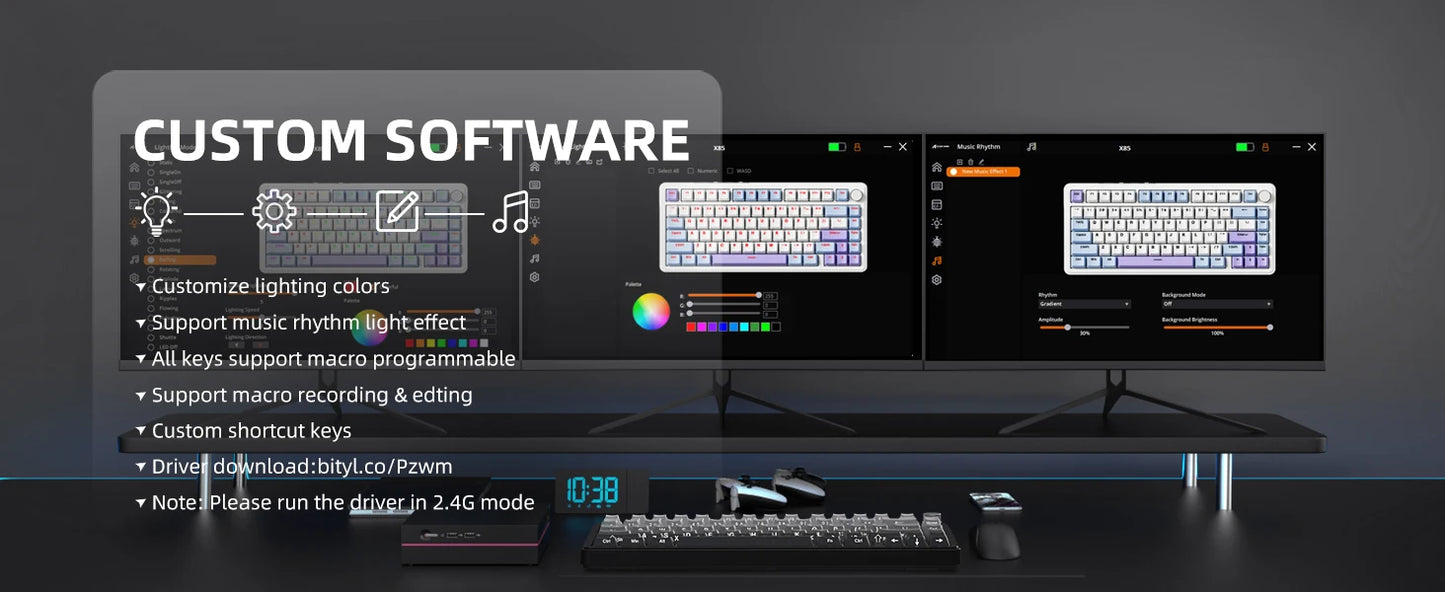 ATTACK SHARK X85 Wireless Mechanical Gaming Keyboard,TKL 82 Keys,Gasket Structure,Knob,RGB Hot Swappable Custom Keyboard