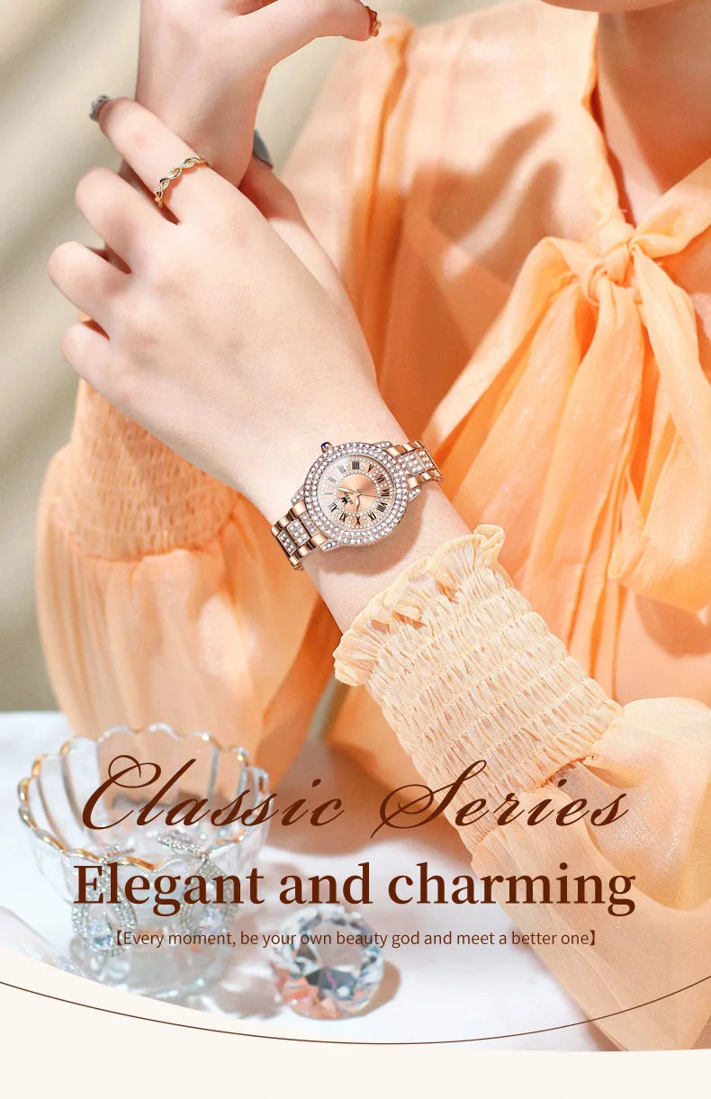 OLEVS 9943 Women Watch High end Luxury Rose Gold Diamond Waterproof Quartz Watch Brand Original Women Dress Watch Reloj Mujer
