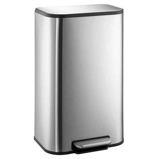 20/50L Stainless Steel Kitchen Trash Can Soft-Close Lid - Removable Inner Bucket  Hands-Free Step Pedal,Rectangular Wastebasket for Kitchen, Office, Bathroom, Bedroom