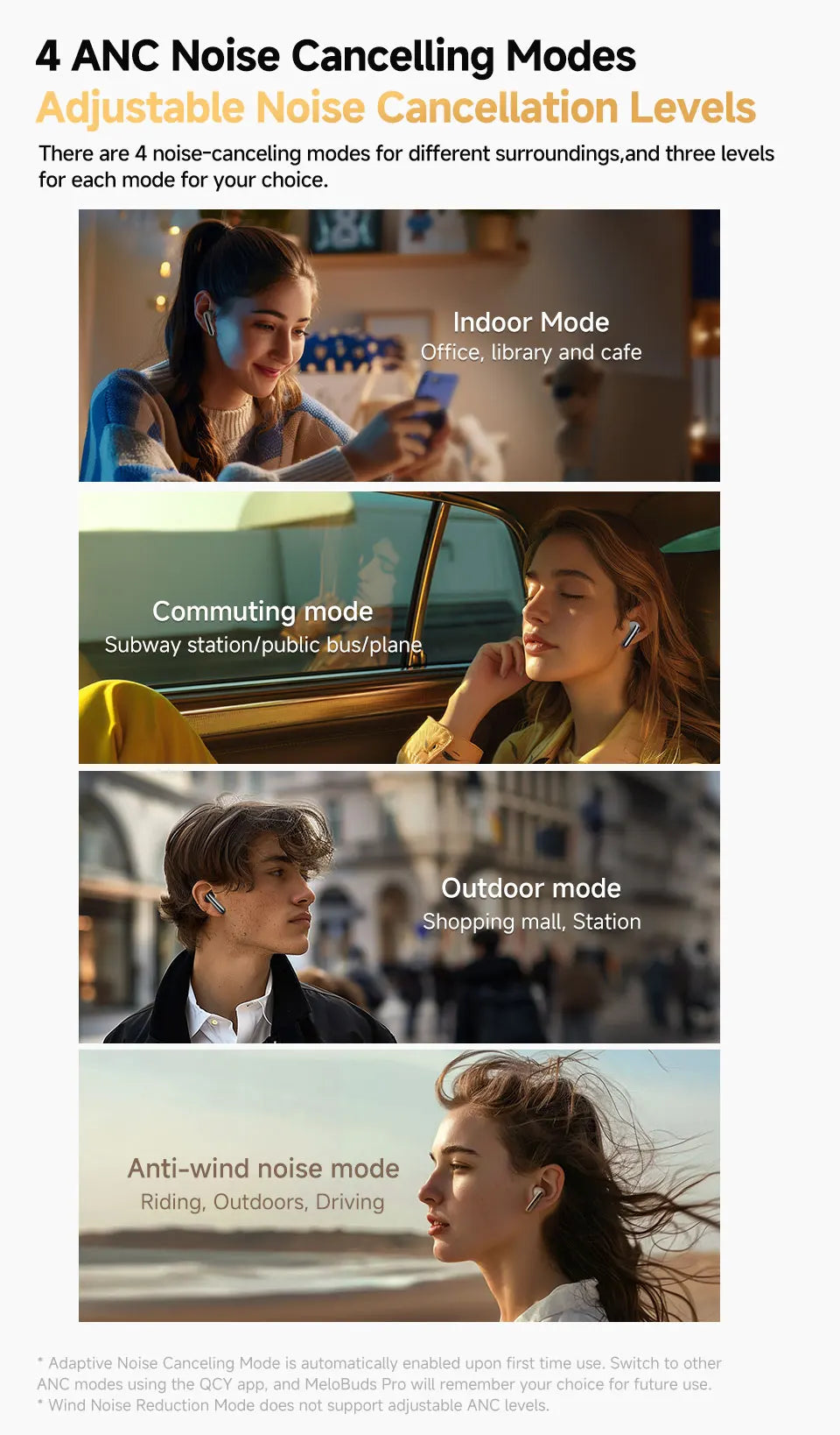 QCY MeloBuds Pro ANC Bluetooth 5.3 Earphones Wireless 46dB Hybrid ANC Hi-Res LDAC Earbuds 6 Mic Headphones 34H In-Ear Detection