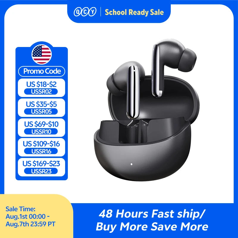 QCY MeloBuds Pro ANC Bluetooth 5.3 Earphones Wireless 46dB Hybrid ANC Hi-Res LDAC Earbuds 6 Mic Headphones 34H In-Ear Detection