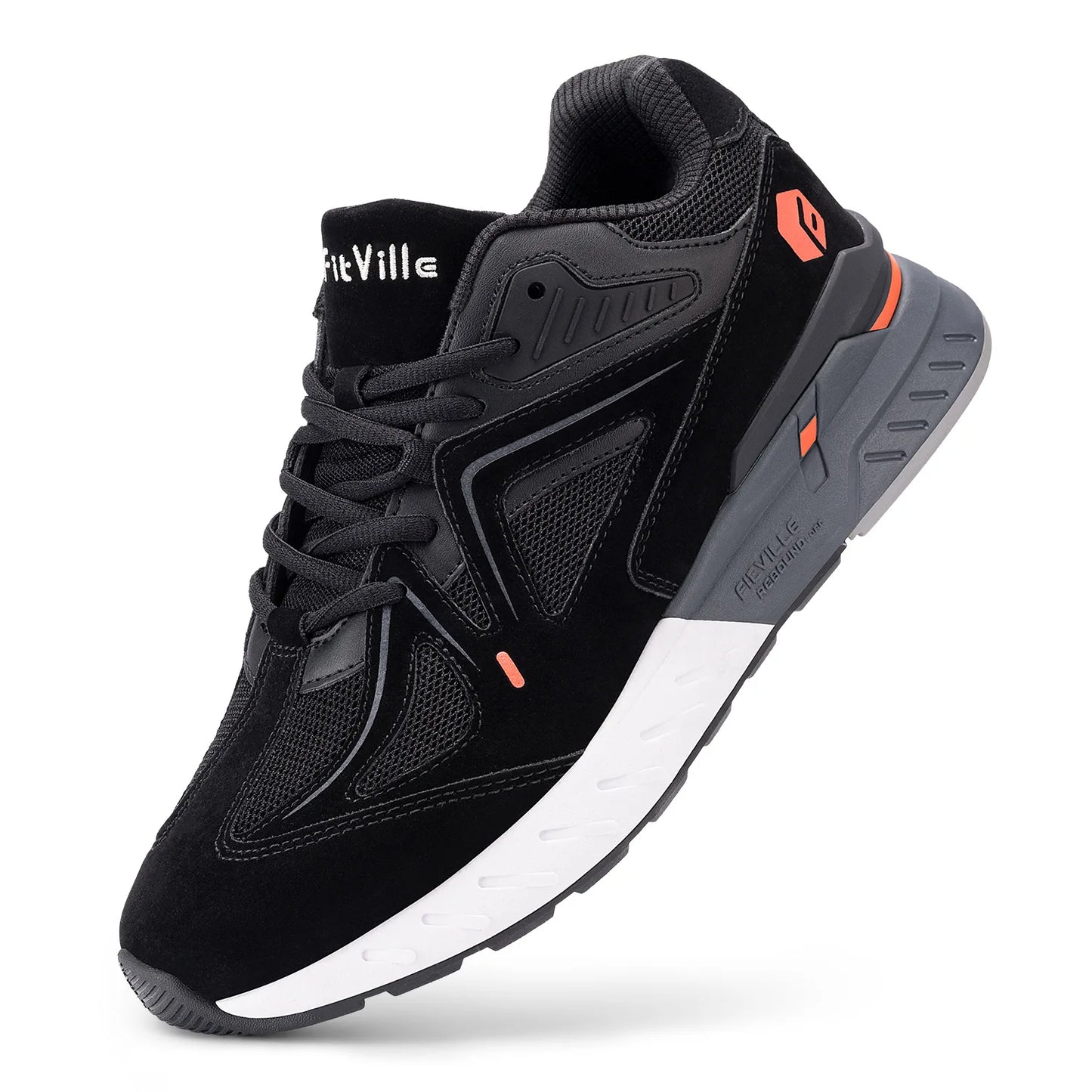 FitVille Men's Walking Shoes Extra Wide Lightweight Sneakers for Flat Feet Arch Fit Heel Pain Relief Non-Slip Running Shoes