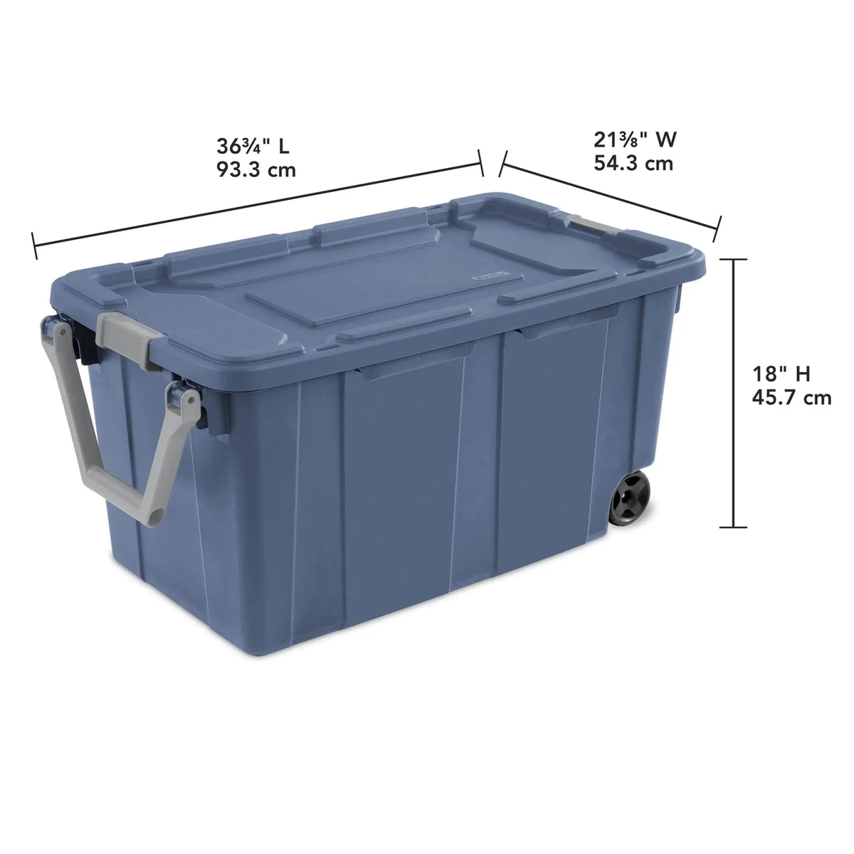 Sterilite Extra Large Storage Bin, 40 Gallon Wheeled Plastic Storage Container with Handle, Black, Pack of 2, Industrial