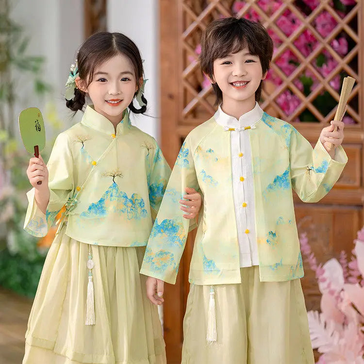 Chinese Hanfu Children Clothing Cosplay Performance Costume Kids Clothes Ethnic Style Children's Sets Girl Suit Two Piece Boy