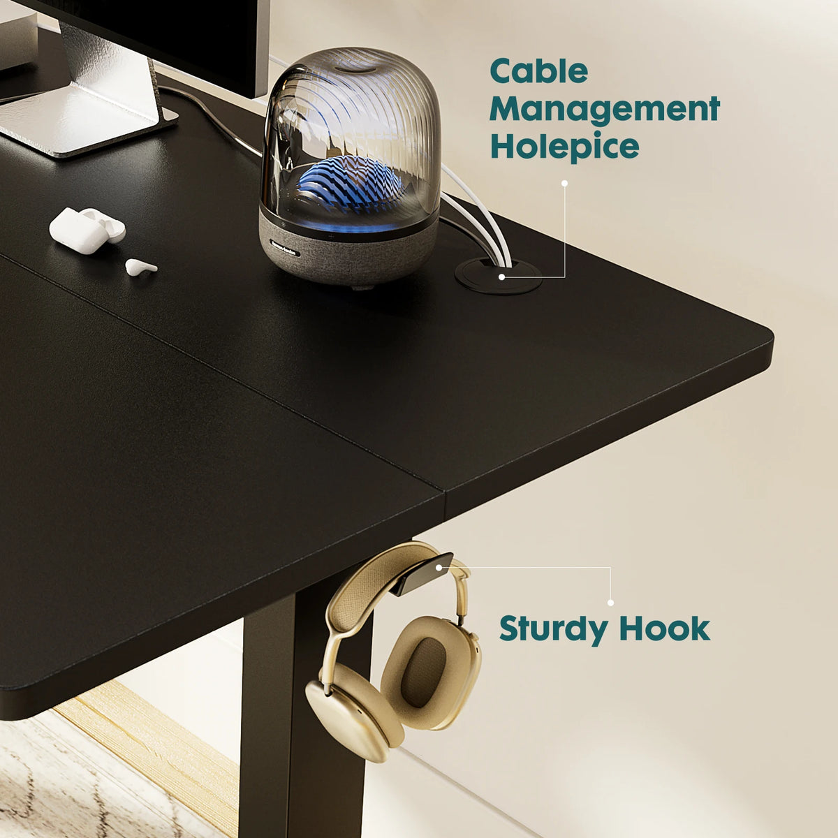 JHK Electric Standing Computer Desk Height Adjustable Workstation Ergonomic Work Table with Metal Frame For Home Office