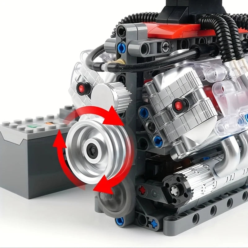 487PCS LSX454 V8 Engine Building Blocks Model Simulated Gearbox Assembly Technical Bricks Toys Ornaments For Boys Adult Gifts