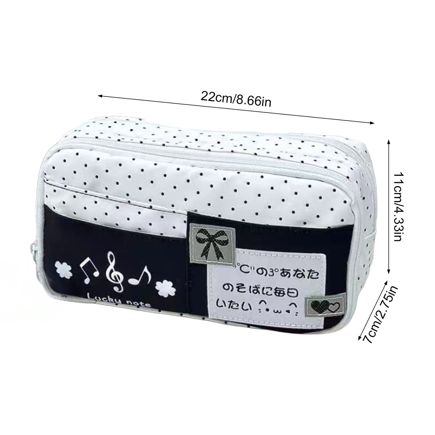 Cute Cat Polka Dot Pencil Case Blue Multi-Layer Large Capacity Pen Bag Portable Student School Stationery Storage Pouch